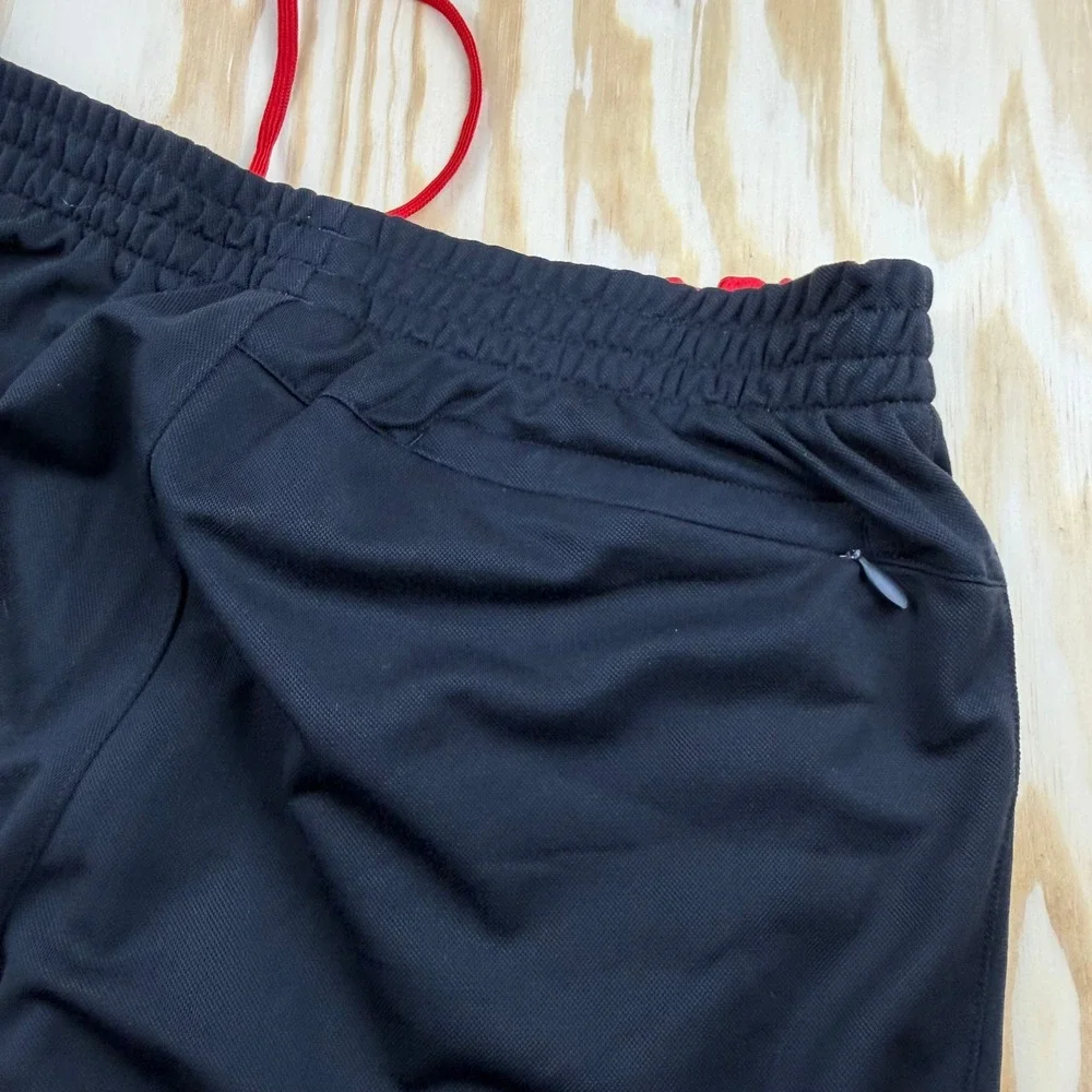 Y2K Baggy Adidas Mens L Black Track Pants 3-Stripe Athletic Trousers